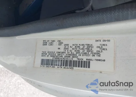 1994 Toyota Pickup 1/2 Ton Short Whlbase Stb z USA, uszkodzony, nr VIN 4TARN81A1RZ161119